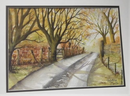 Christine M. Kirk Ireton above Carsington Water, watercolour.